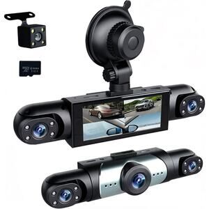 360° Full View Dash Cam Front and Rear Inside, 4 Channel 1080P Full HD Camera